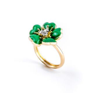 Petit Fleurs , Anello con diamanti e smalto&nbsp;