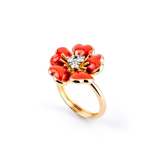 Petit Fleurs , Anello con diamanti e smalto&nbsp;