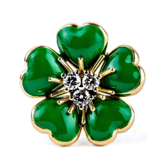 Petit Fleurs , Anello con diamanti e smalto&nbsp;