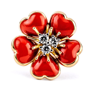 Petit Fleurs , Anello con diamanti e smalto&nbsp;