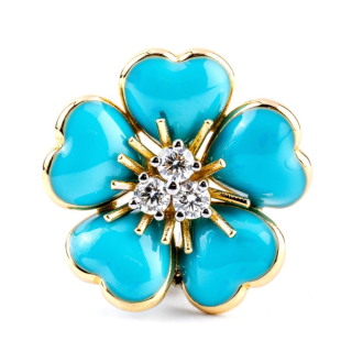 Petit Fleurs , Anello con diamanti e smalto&nbsp;