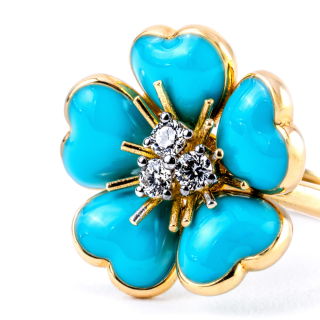 Petit Fleurs , Anello con diamanti e smalto&nbsp;