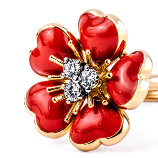 Petit Fleurs , Anello con diamanti e smalto&nbsp;