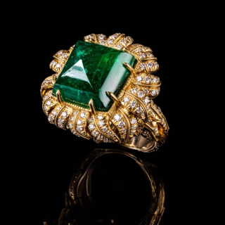 Tulipano, Anello
con pietra di colore e diamanti