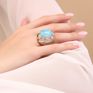 Turbante, Anello
con pietra dura e diamanti