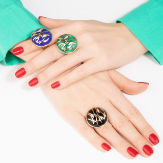 Fiamma, Anello con pietre dure e diamanti