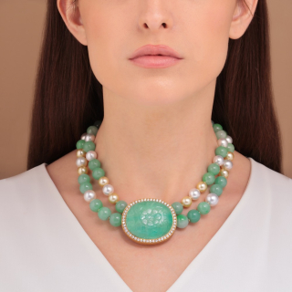 Melania, Collana con perle, pietre dure e diamanti