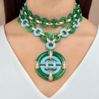 Oriente, Collana con pietre dure e diamanti