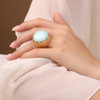 Intreccio, Anello con pietra dura e diamanti