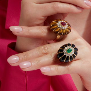 Bon Bon, Anello con pietra di colore, pietre dure e diamanti