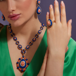 Goccia Di Mare, Anello con pietre dure e diamanti