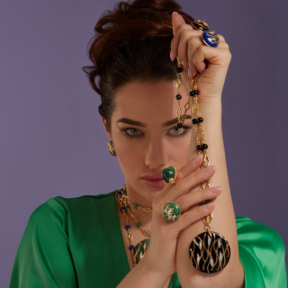 Fiamma, Collana con pietre dure e diamanti