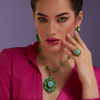 Goccia Di Mare, Anello con pietre dure e diamanti