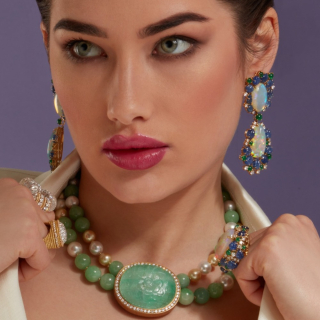 Melania, Collana con perle, pietre dure e diamanti