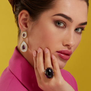 Goccia di Mare, Orecchini con pietre di colore, pietre dure e diamanti