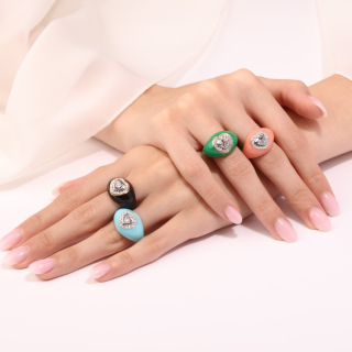 Arcobaleno, Anello con diamanti e smalto