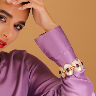 Goccia Di Mare, Bracciale con pietre di colore, diamanti e intarsi 