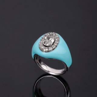 Intarsio, Anello con diamante e intarsio