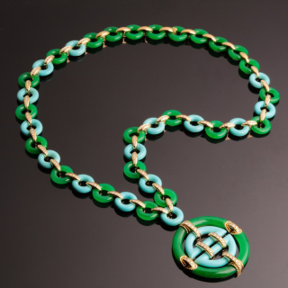 Oriente, Collana con pietre dure e diamanti