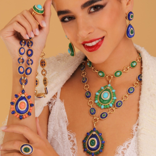 Goccia Di Mare, Collana con pietre dure e diamanti