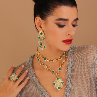 Fiordaliso, Orecchini con pietre di colore, pietre dure e diamanti