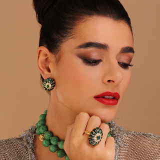 Bon Bon, Anello con pietra di colore, pietre dure e diamanti 