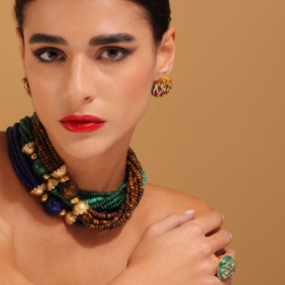 Fiamma, Anello con pietre dure e diamanti 