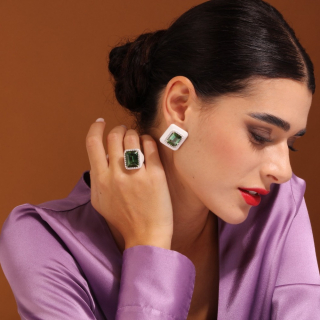 Mariasole, Orecchini con pietre di colore, diamanti e intarsi