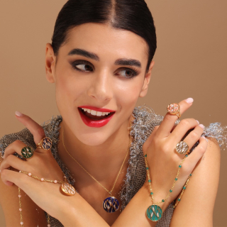 Fiammetta, Collana con pietra dura e diamanti