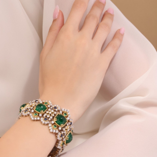 Tappeto, Bracciale con pietre di colore e diamanti