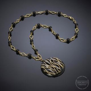 Fiamma, Collana con pietre dure e diamanti