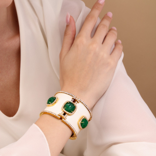 Clio, Bracciale con pietre di colore, diamanti e intarsi