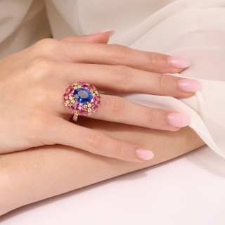 Ileana, Anello con pietre di colore e diamanti