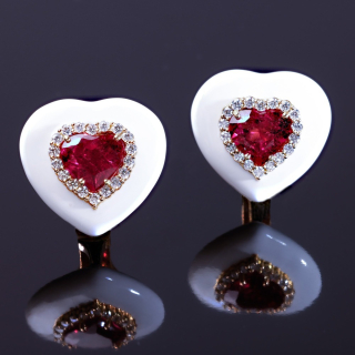 Mariasole, Orecchini con pietre di colore, diamanti e intarsi 