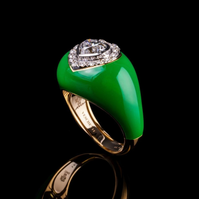 Arcobaleno, Anello con diamanti e smalto