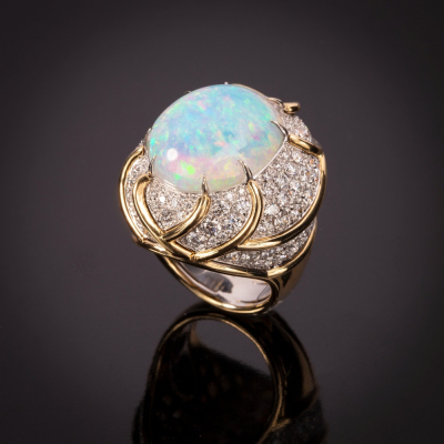 Turbante, Anello
con pietra dura e diamanti