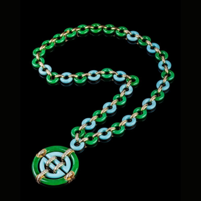 Oriente, Collana con pietre dure e diamanti