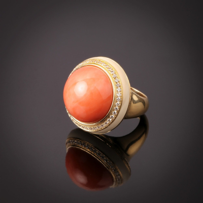 Dorian, Anello con pietra di colore e diamanti