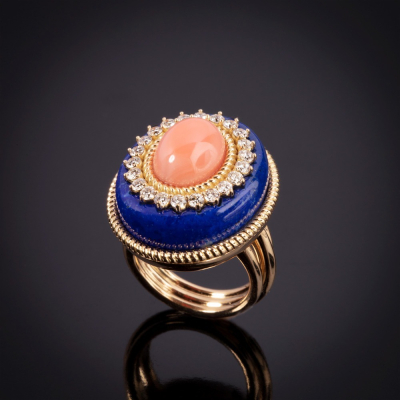 Goccia Di Mare, Anello con pietre dure e diamanti