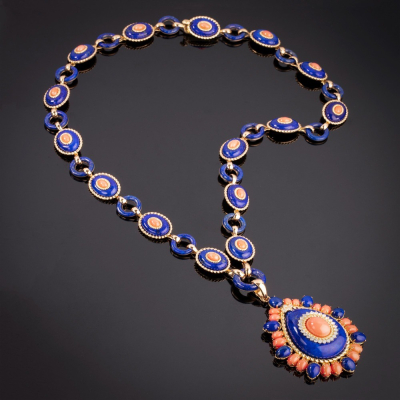 Goccia Di Mare, Collana con pietre dure e diamanti