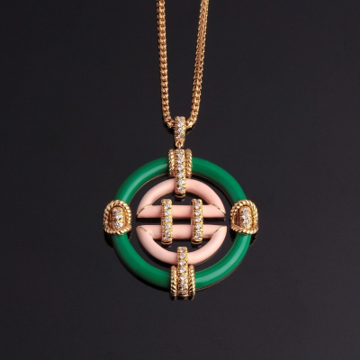 Oriente, Collana con smalto e diamanti 
