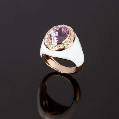 Allegria, Anello con pietra colorata e diamanti