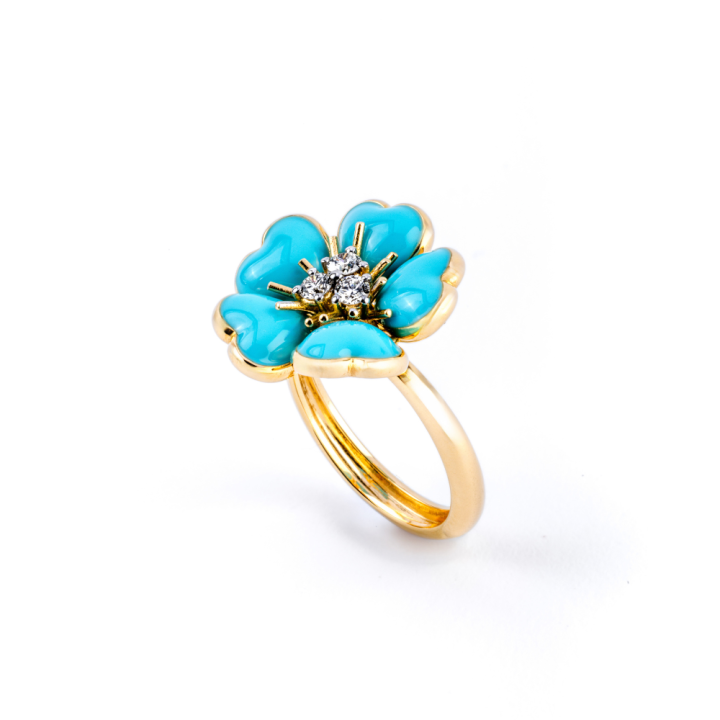 Petit Fleurs , Anello con diamanti e smalto&nbsp;