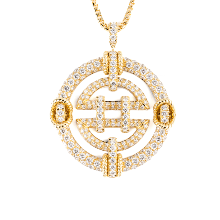 Girocollo in oro giallo 18kt con pavè di diamanti