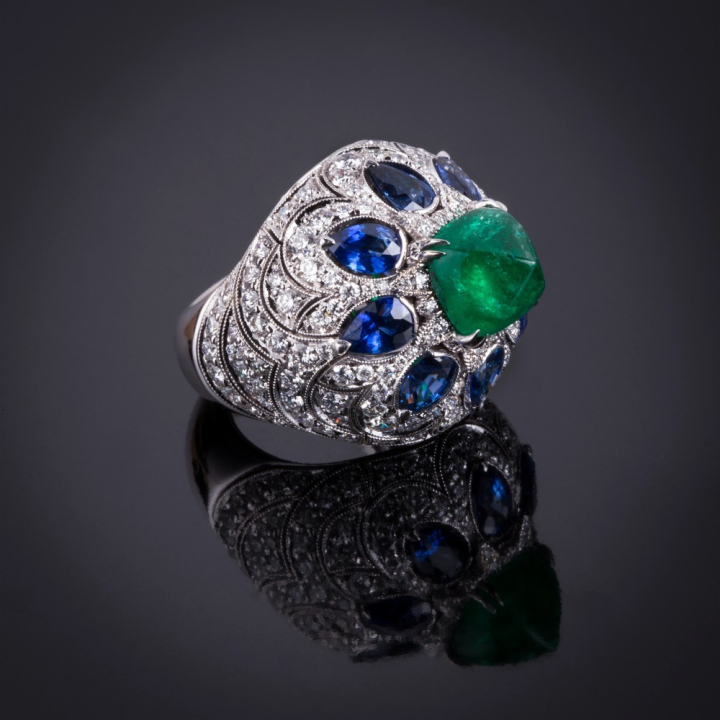 Dalida, Anello con pietre di colore e diamanti