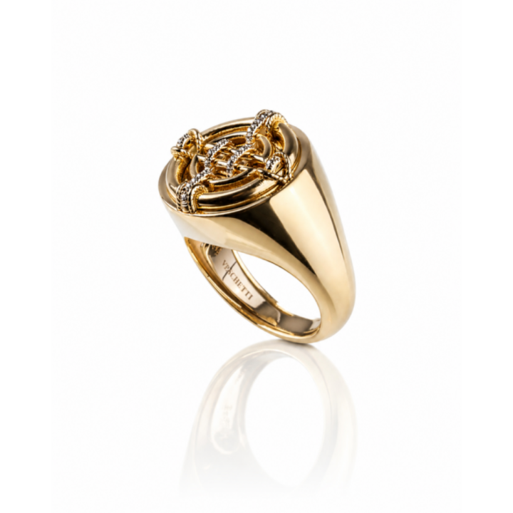 Anello in oro giallo 18 kt con diamanti taglio a brillante