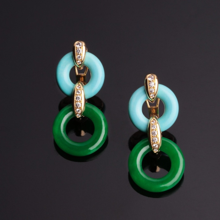 Oriente, Orecchini con pietre dure e diamanti