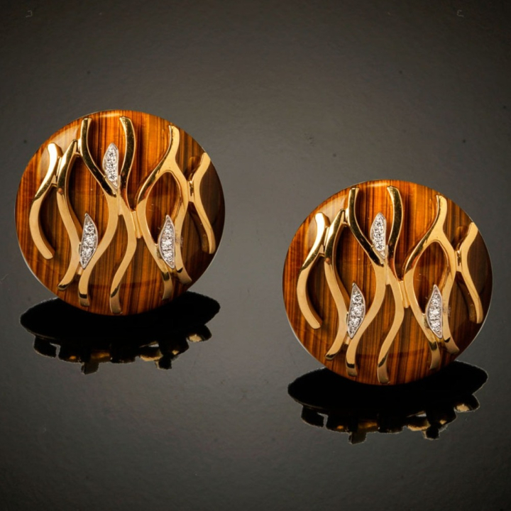 Fiamma, Orecchini con pietre dure&nbsp;e diamanti