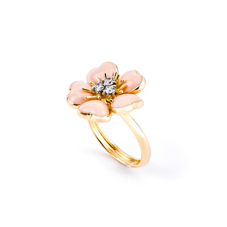 Petit Fleurs , Anello con diamanti e smalto&nbsp;