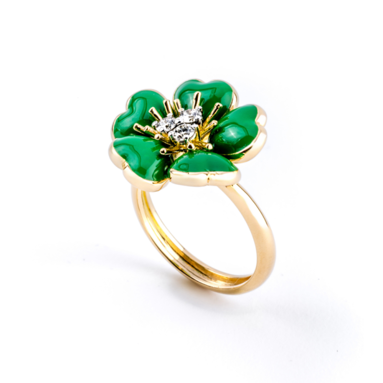 Petit Fleurs , Anello con diamanti e smalto&nbsp;
